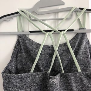 Grey & light green strappy back tank top